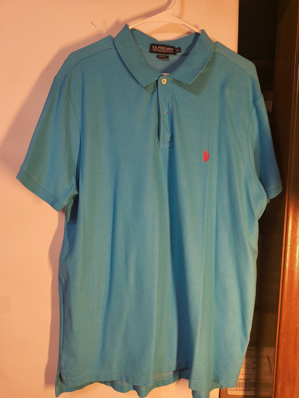 U.S. Polo Assn. Men's Polo Shirt - Turquoise Blue with Pink Logo